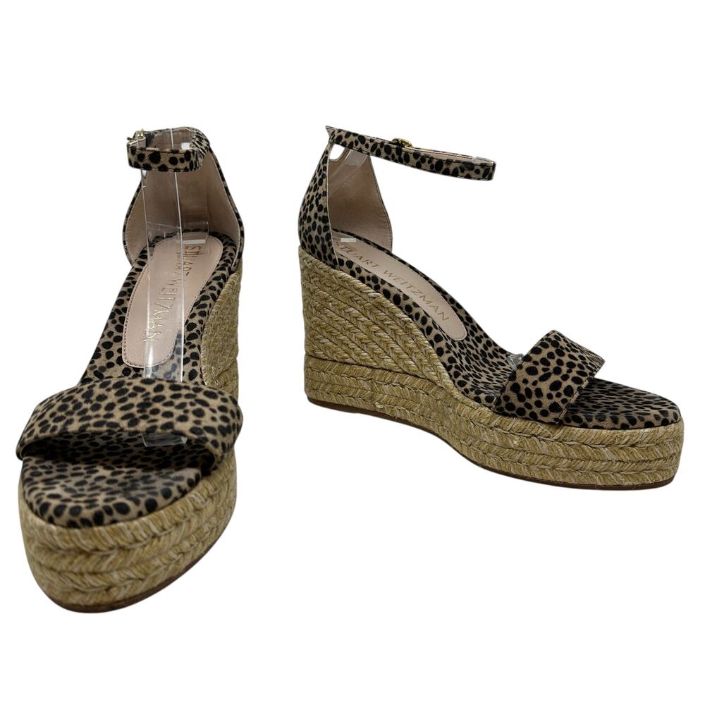 Stuart Weitzman Floria Wedge Platform Espadrille Sandals Leopard Print US 8.5‎ - Picture 6 of 14